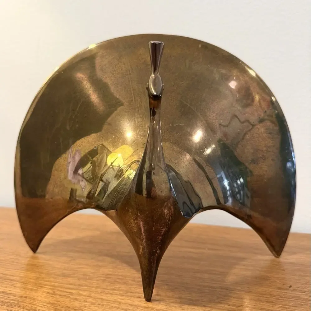Jonathan Adler Solid Brass Peacock Sculpture Figurine Vintage Contemporary Decor